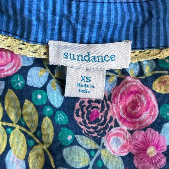 prairie blouse floral cotton button up puff sleeve cottagecore XS Sundance - Picture 6 of 14
